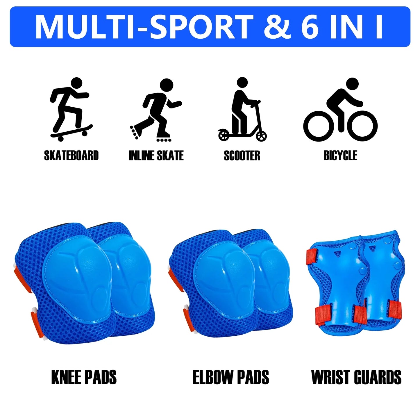 Kids Protective Gear Set - Knee Pads, Elbow Pads, and Wrist Guards for Skating, Cycling, Rollerblading, Scooter - Toddler to Teen Size (3-10 Years)