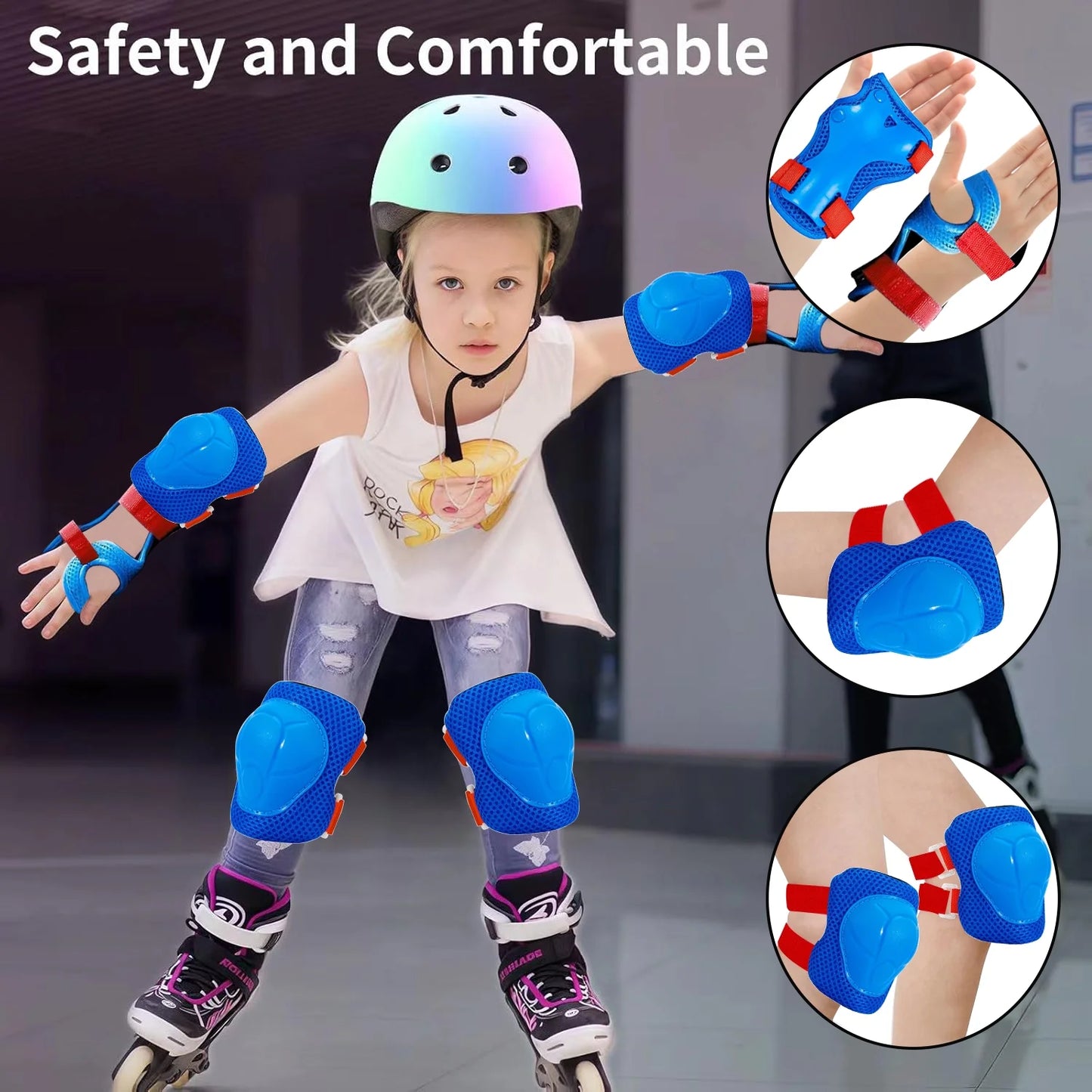 Kids Protective Gear Set - Knee Pads, Elbow Pads, and Wrist Guards for Skating, Cycling, Rollerblading, Scooter - Toddler to Teen Size (3-10 Years)