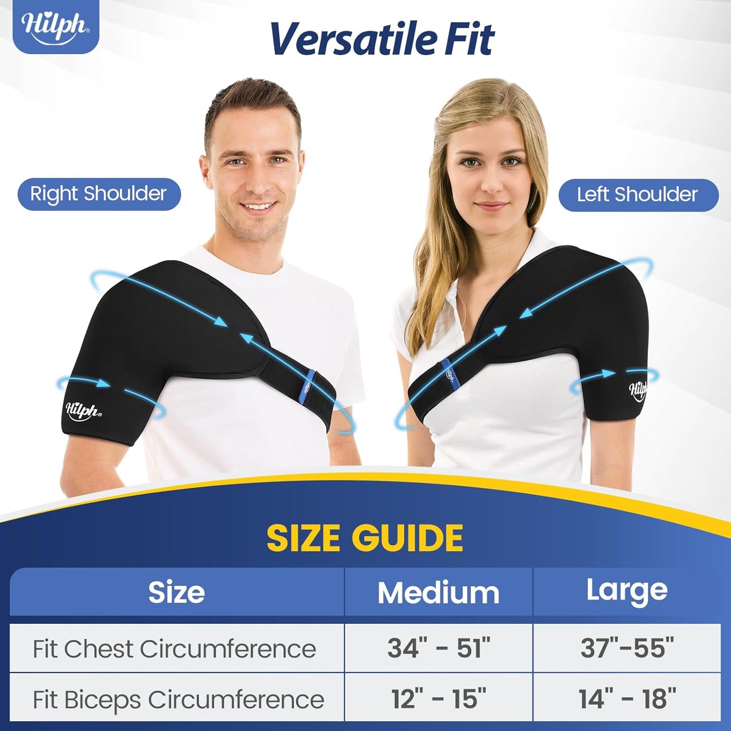 Shoulder Ice Pack Wrap for Rotator Cuff and Arm, Reusable Double-Layer Gel Cold Wrap with Compression for Targeted Area, Easy to Put on & Take Off, Flexible Fit for Men & Women, Medium
