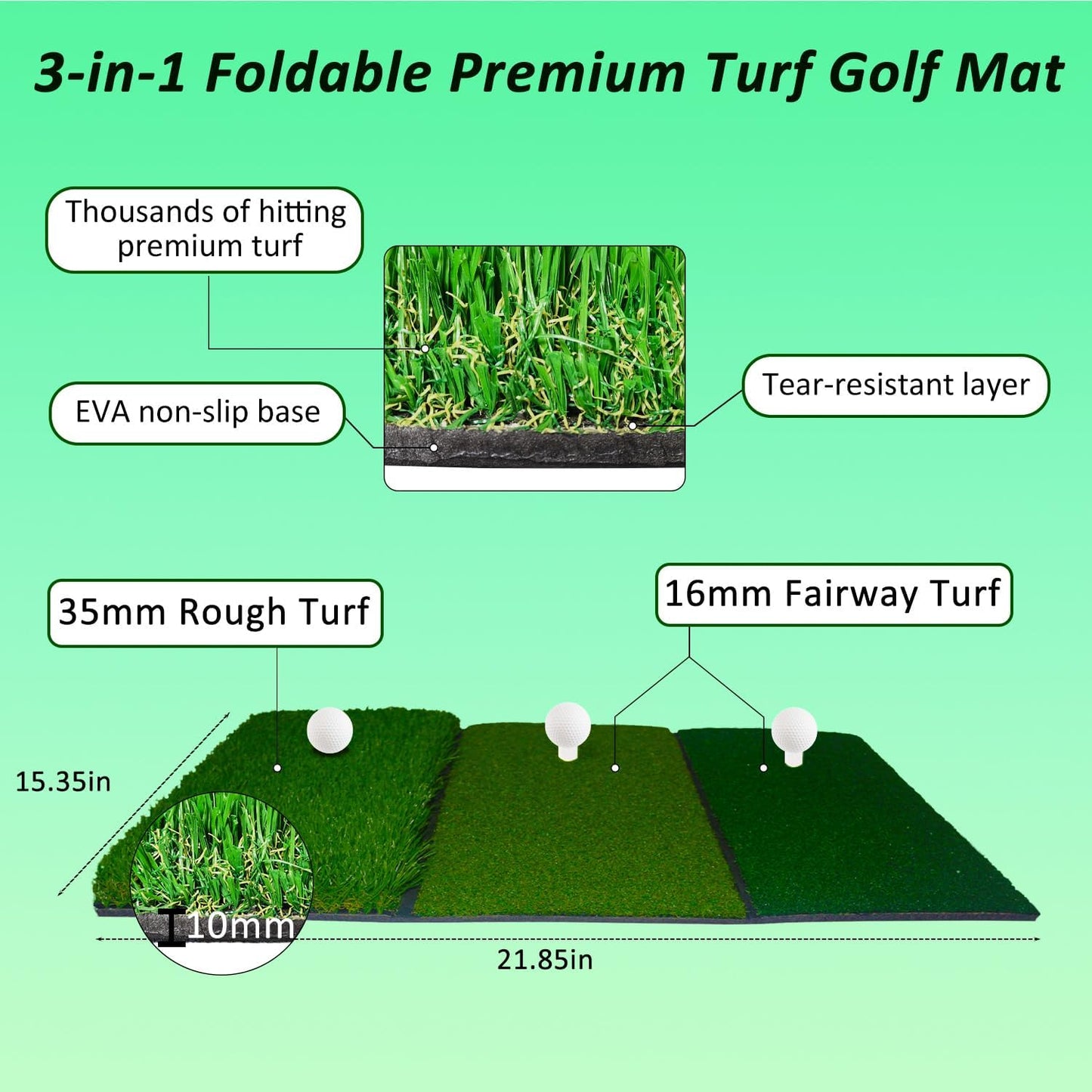 Golf Practice Net - Including Real Balls/Turf Mat/Tees/Hat/Target/Bag: Gift for Mens Golf Lovers - Indoor Outdoor Backyard Use