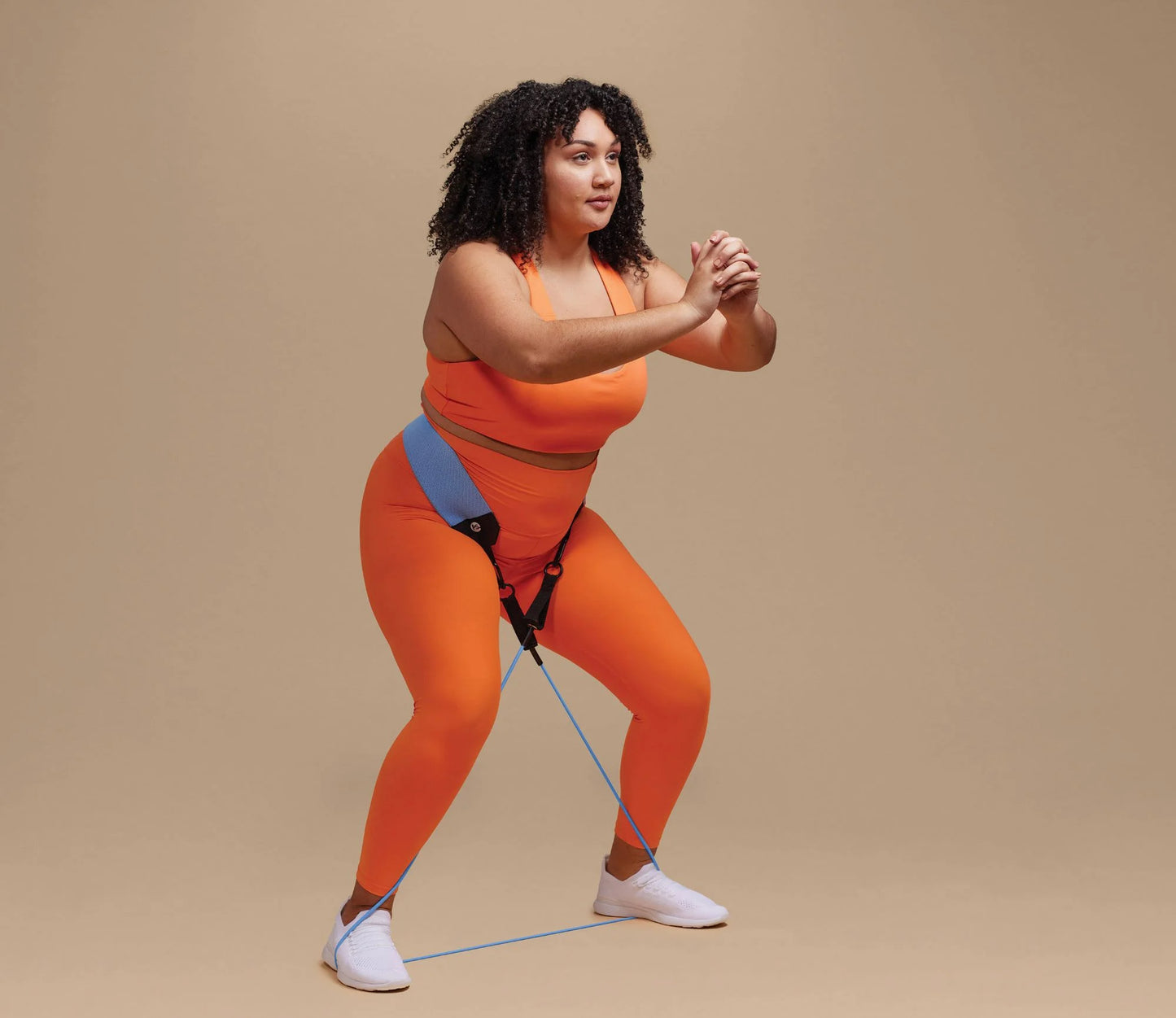 Hip Trainer Resistance Tube Kit with Interchangeable Strength Cords and Fabric Squat Belt, Light & Medium Strength Levels, Blue/Purple