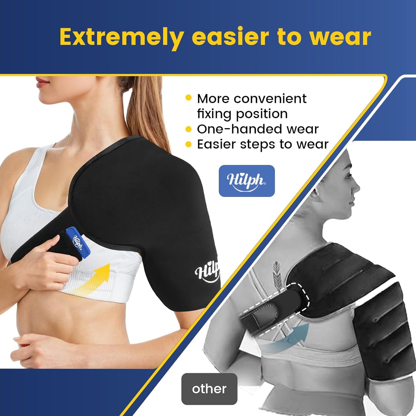 Shoulder Ice Pack Wrap for Rotator Cuff and Arm, Reusable Double-Layer Gel Cold Wrap with Compression for Targeted Area, Easy to Put on & Take Off, Flexible Fit for Men & Women, Medium