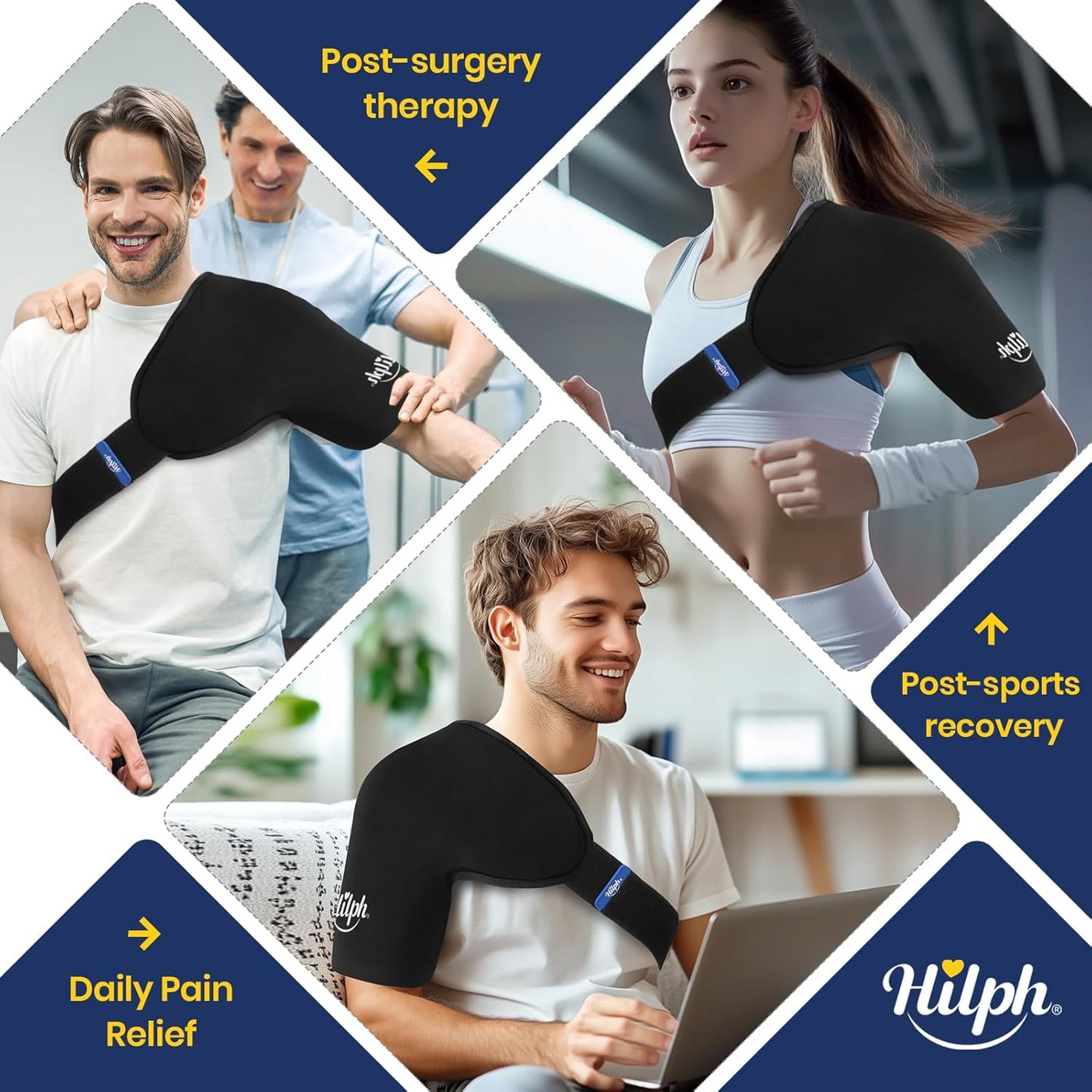 Shoulder Ice Pack Wrap for Rotator Cuff and Arm, Reusable Double-Layer Gel Cold Wrap with Compression for Targeted Area, Easy to Put on & Take Off, Flexible Fit for Men & Women, Medium