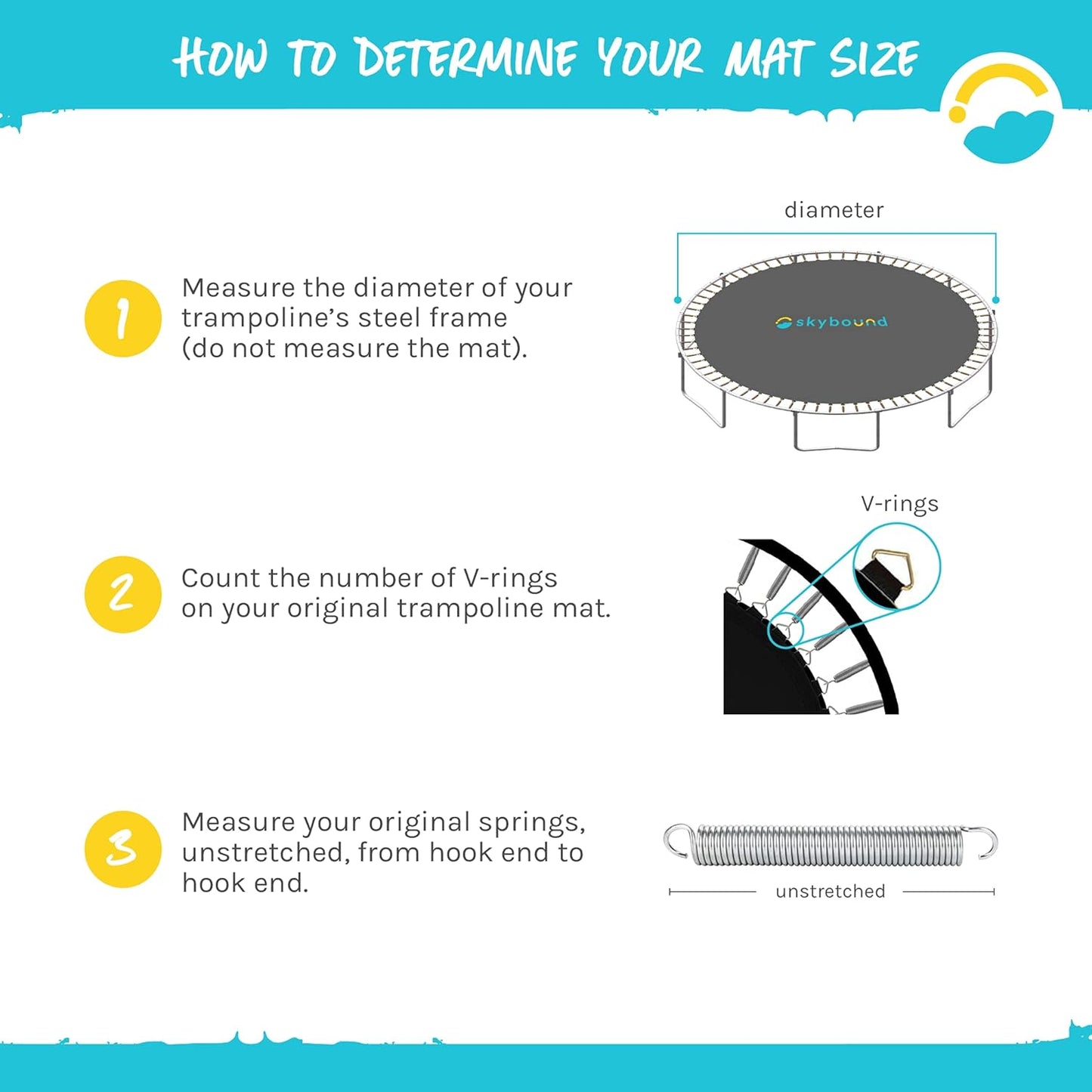 Replacement Trampoline Mat, Fits 14Ft Frames W/Spring Tool and Durable V-Rings, Bounce Safely with Extra Rows of Stitching