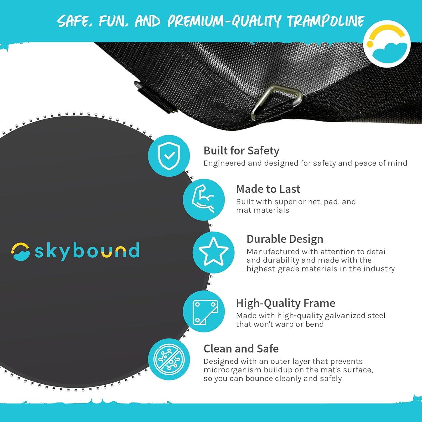 Replacement Trampoline Mat, Fits 14Ft Frames W/Spring Tool and Durable V-Rings, Bounce Safely with Extra Rows of Stitching