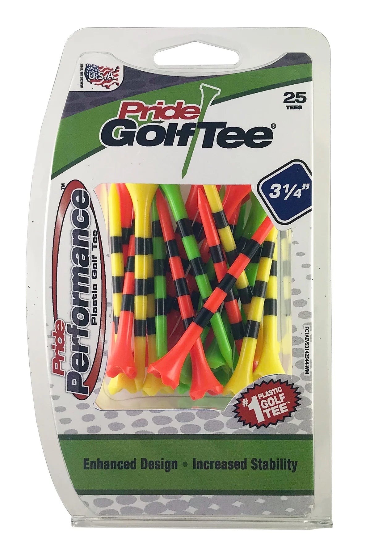 Pride Performance 3-1/4" Striped Fruit Mix Plastic Golf Tee, 25 Count