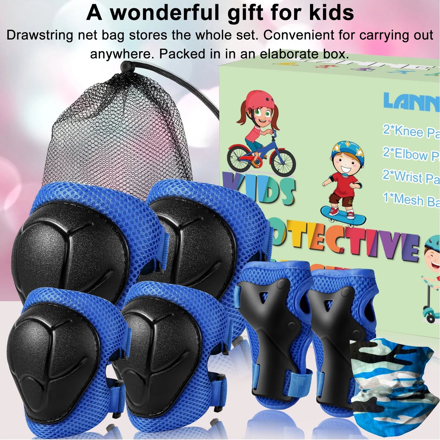Kids Knee Pads and Elbow Pads Set, Toddler Knee Pads for Kids with Wrist Guard 3 in 1 Protective Gear Set for Youth Boys Girls Scooter, Cycling, Skateboard, Riding Sports