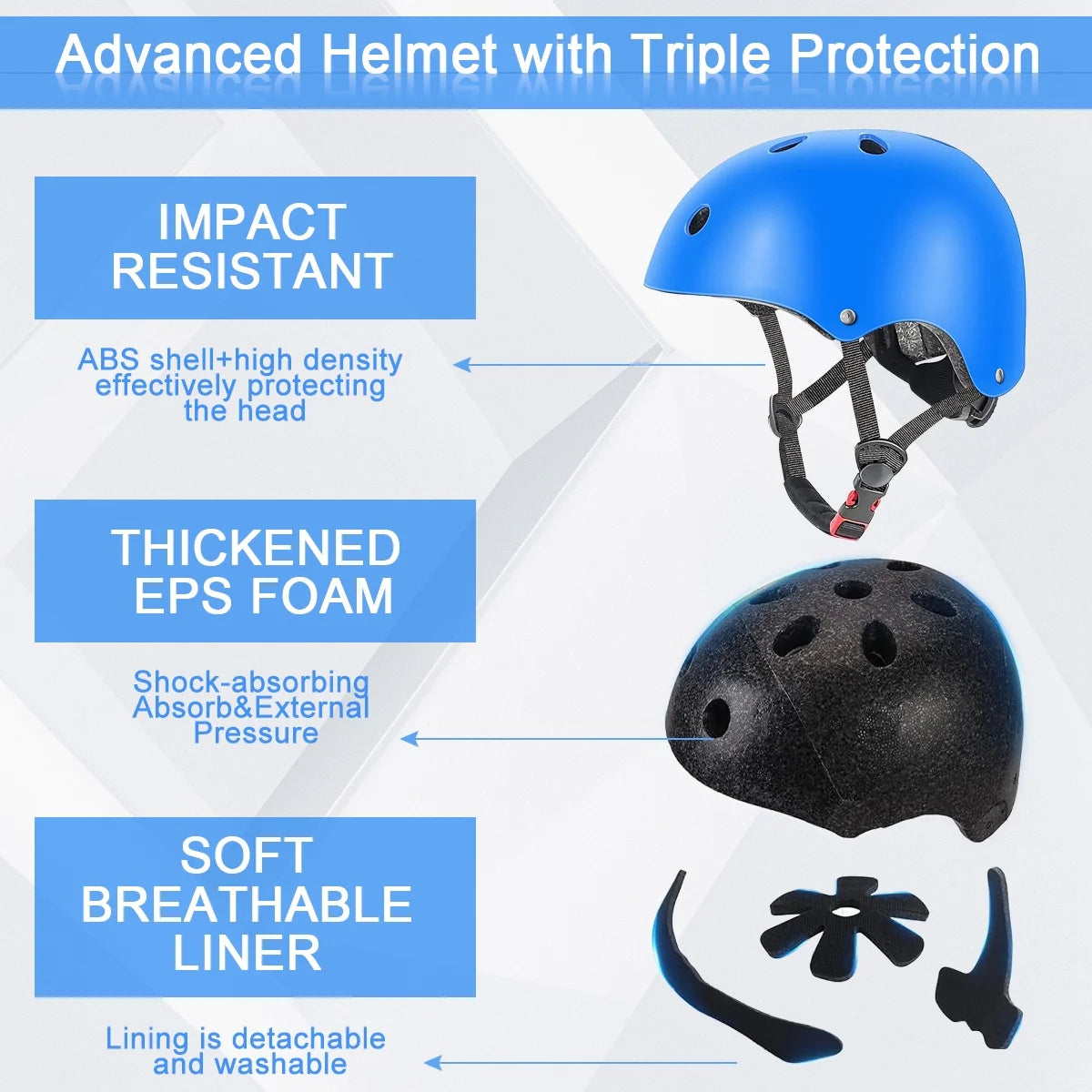 Kids Bike Helmet, Toddler Helmet for Ages 8-14 Boys Girls with Sports Protective Gear Set Knee Elbow Wrist Pads for Skateboard Cycling Scooter Rollerblading