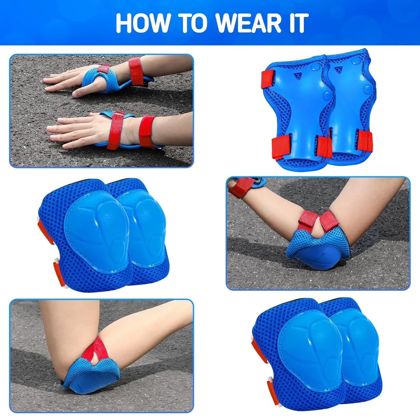 Kids Protective Gear Set - Knee Pads, Elbow Pads, and Wrist Guards for Skating, Cycling, Rollerblading, Scooter - Toddler to Teen Size (3-10 Years)