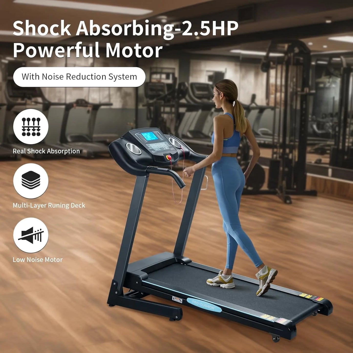 Treadmill with Auto Incline Folding Treadmill 12Level Incline 2.5 Horse Power 15 Preset for Home Use 8.5 Mph Range