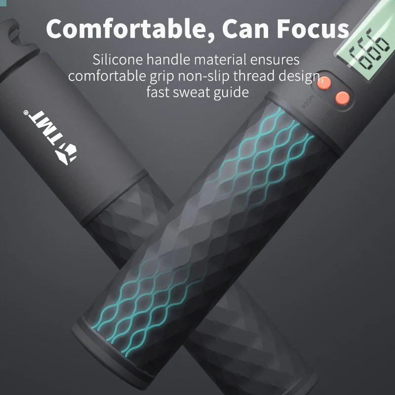 Wireless Digital Jump Rope with Non-Slip Grip for Weighted Exercise