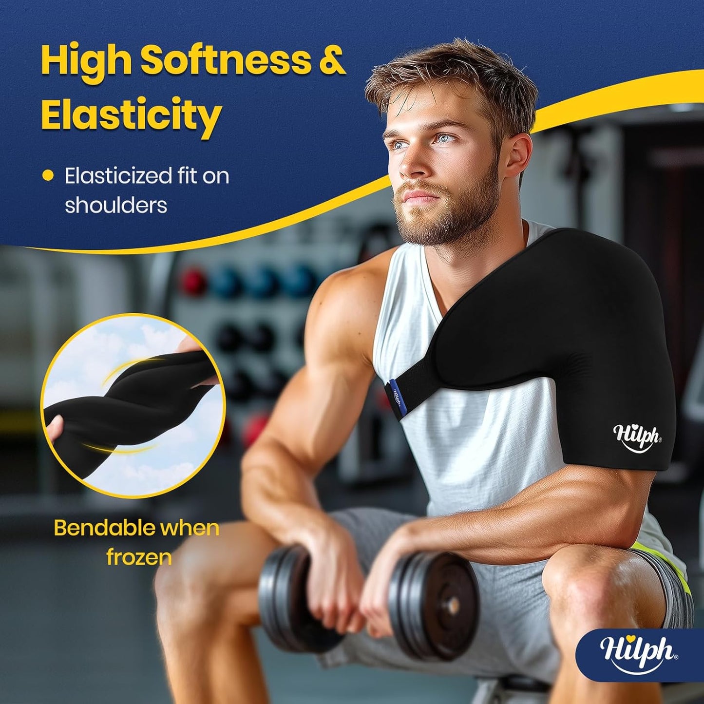 Shoulder Ice Pack Wrap for Rotator Cuff and Arm, Reusable Double-Layer Gel Cold Wrap with Compression for Targeted Area, Easy to Put on & Take Off, Flexible Fit for Men & Women, Medium