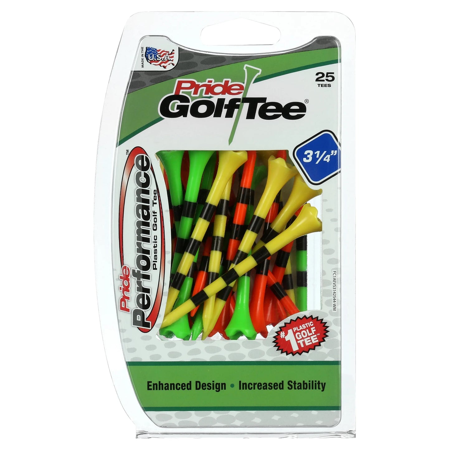 Pride Performance 3-1/4" Striped Fruit Mix Plastic Golf Tee, 25 Count