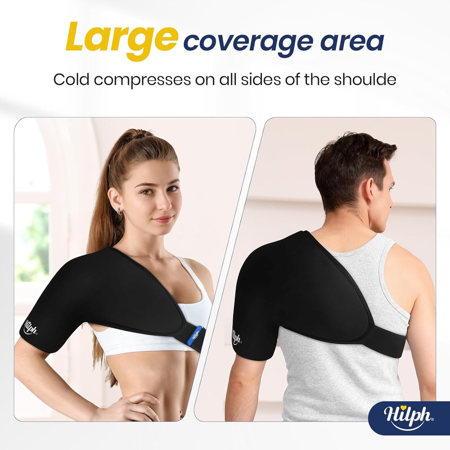 Shoulder Ice Pack Wrap for Rotator Cuff and Arm, Reusable Double-Layer Gel Cold Wrap with Compression for Targeted Area, Easy to Put on & Take Off, Flexible Fit for Men & Women, Medium