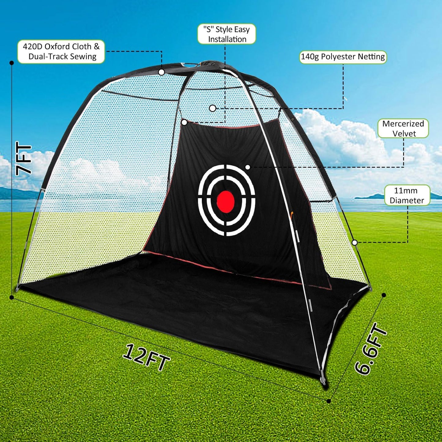 Golf Practice Net - Including Real Balls/Turf Mat/Tees/Hat/Target/Bag: Gift for Mens Golf Lovers - Indoor Outdoor Backyard Use