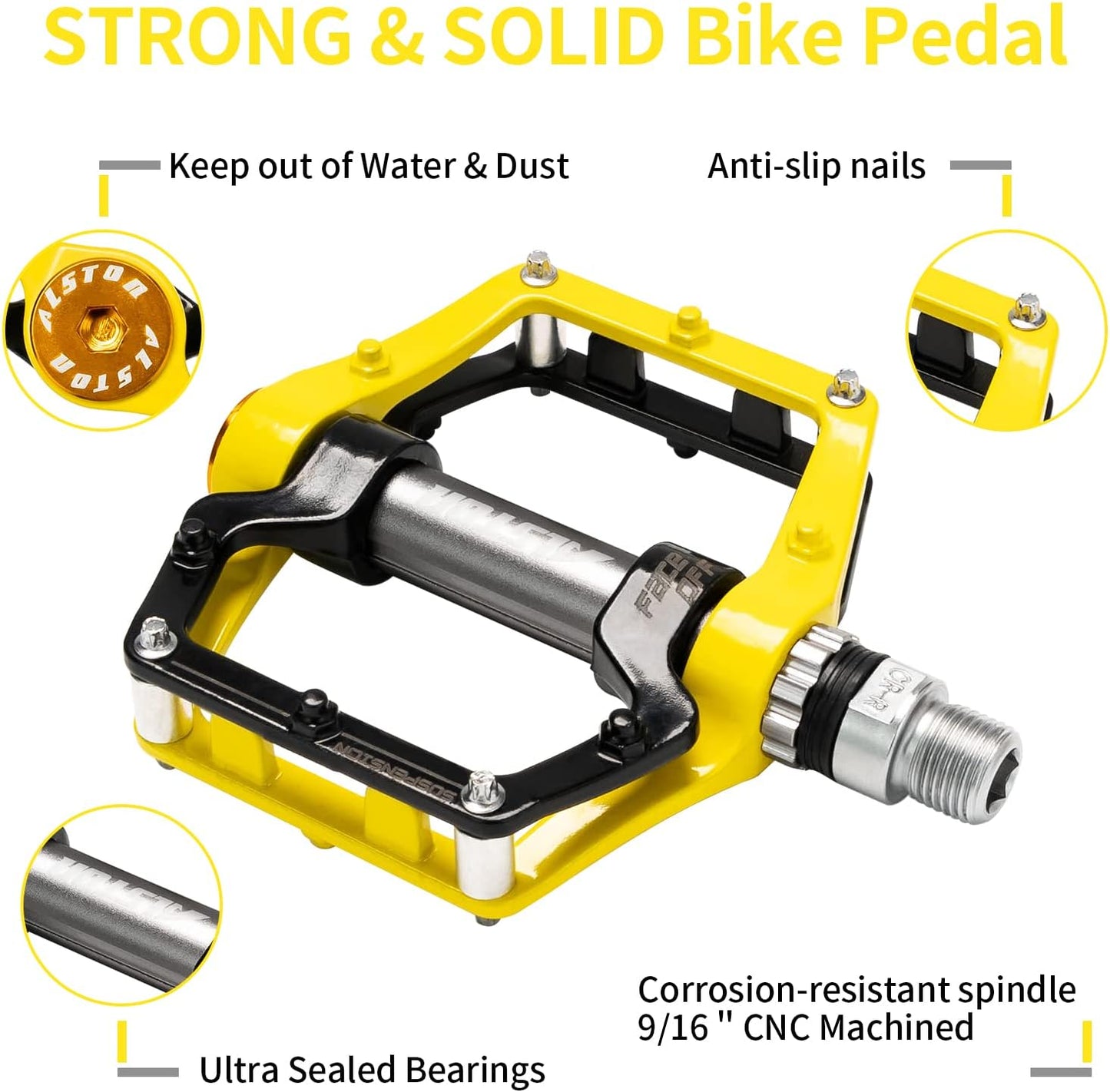 Mountain Bike Pedals Road Bicycle Pedals Non-Slip Lightweight Cycling Pedals Platform Pedals 3 Bearings Pedals for BMX MTB 9/16