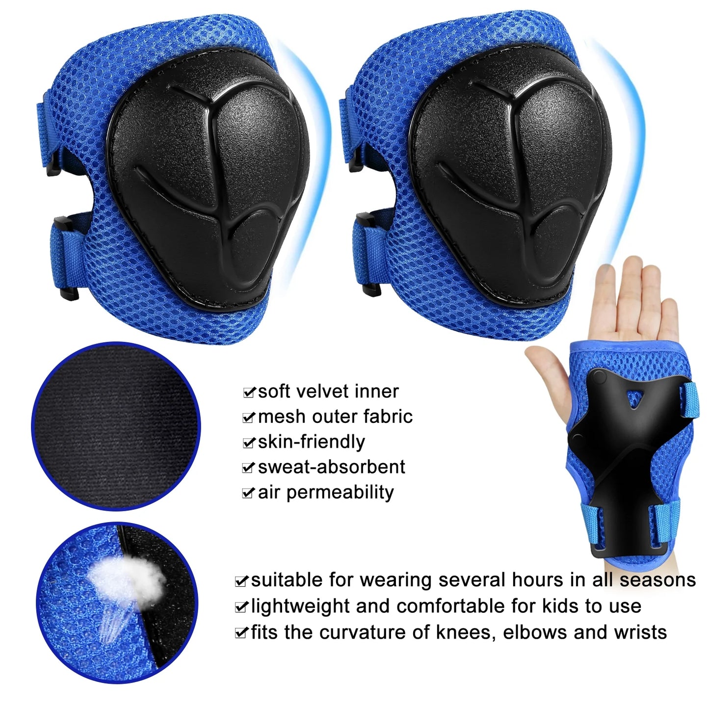 Kids Knee Pads and Elbow Pads Set, Toddler Knee Pads for Kids with Wrist Guard 3 in 1 Protective Gear Set for Youth Boys Girls Scooter, Cycling, Skateboard, Riding Sports