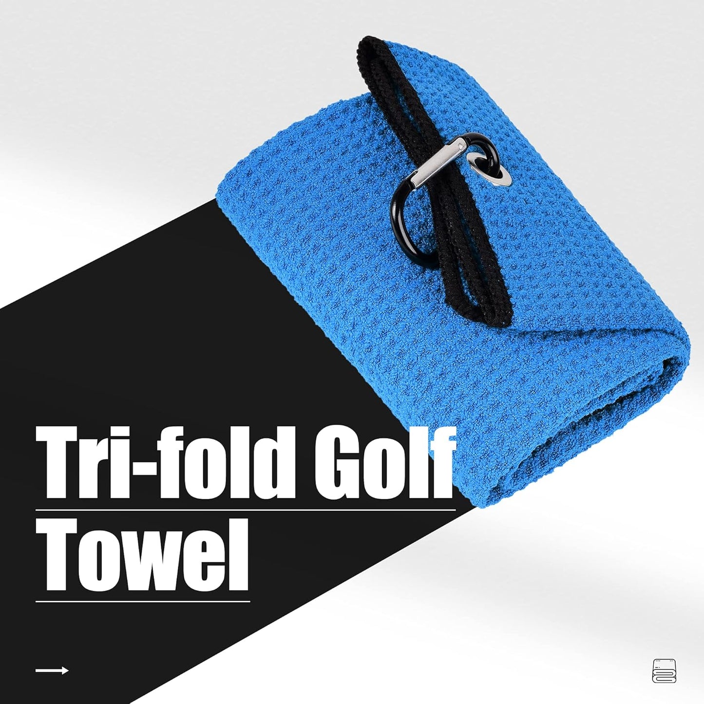 Microfiber Golf Towel, 16" X 24", Waffle Pattern Design with Carabiner Clip, Super Absorbent, Tri-Fold Large Golf Ball Towels, Golf Bag Accessories for Men and Women, Golf Gift(Blue)