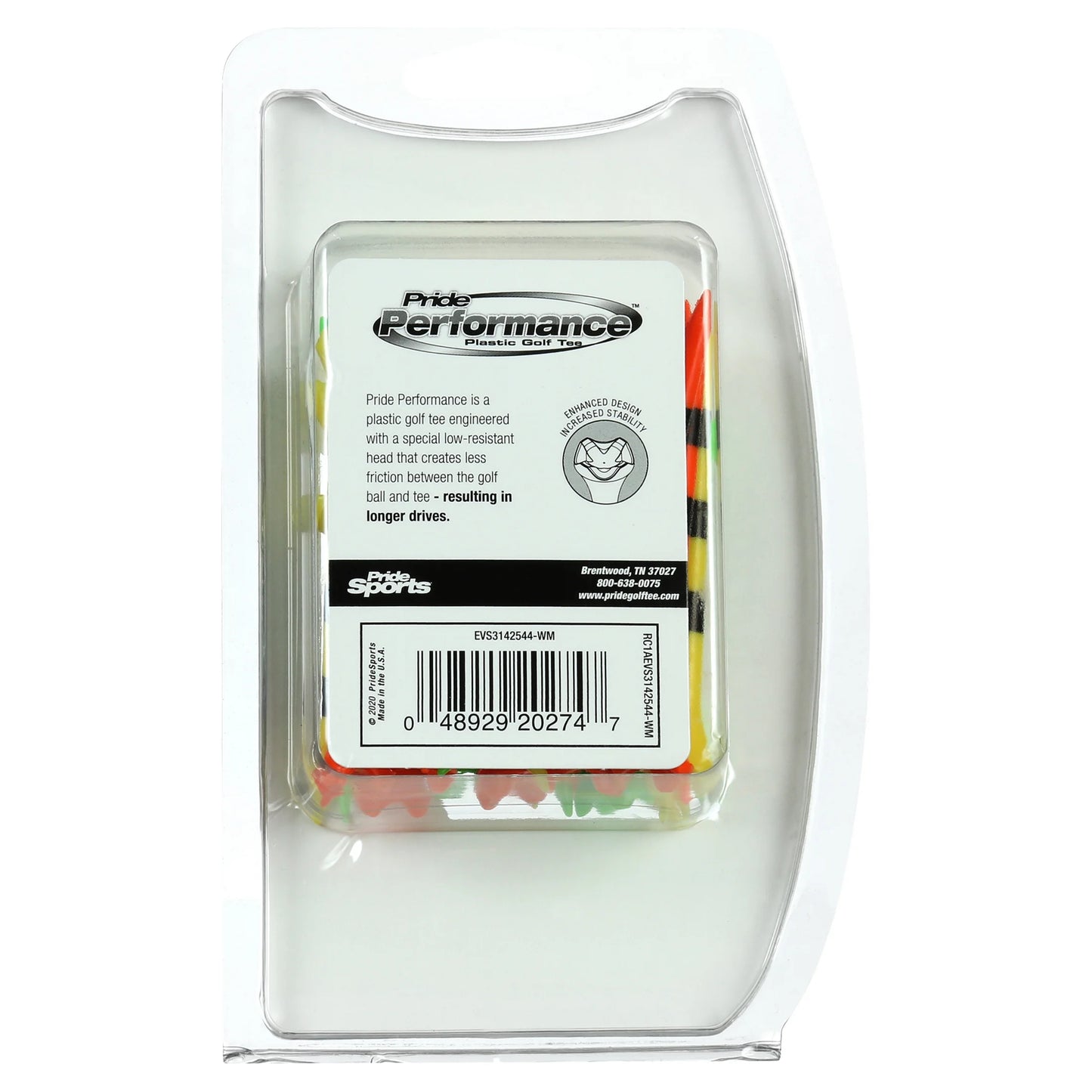 Pride Performance 3-1/4" Striped Fruit Mix Plastic Golf Tee, 25 Count