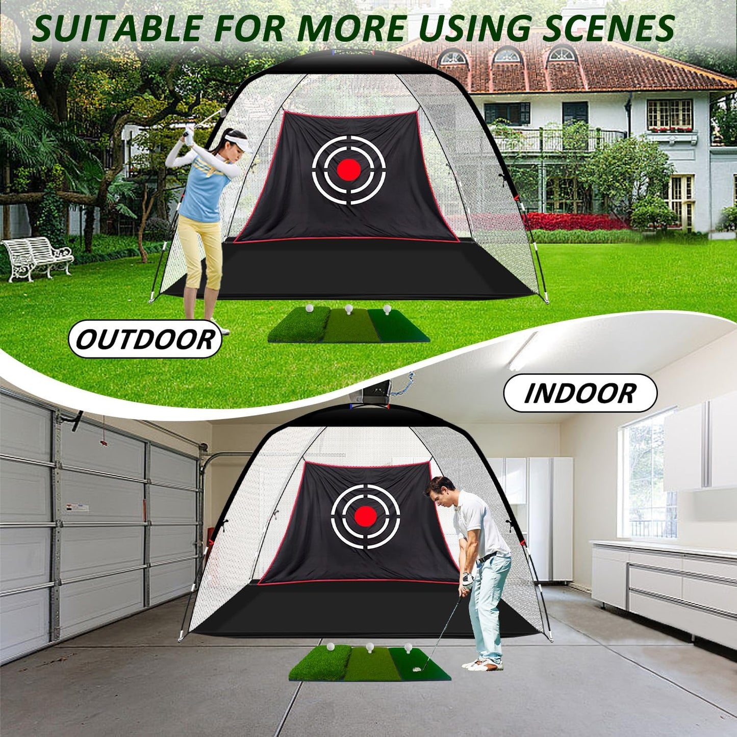 Golf Practice Net - Including Real Balls/Turf Mat/Tees/Hat/Target/Bag: Gift for Mens Golf Lovers - Indoor Outdoor Backyard Use