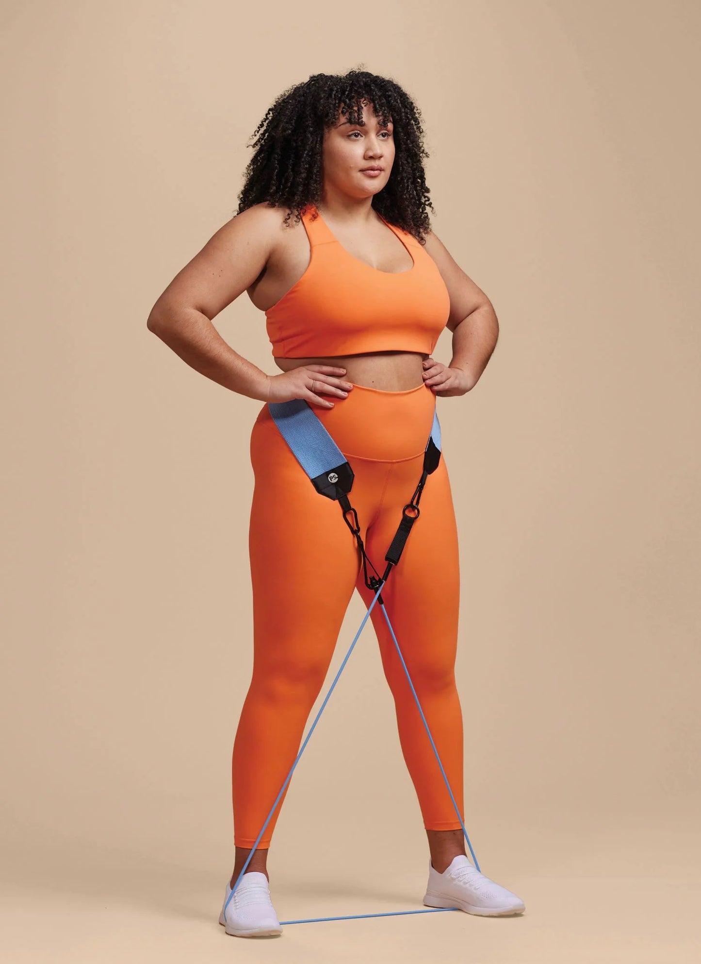 Hip Trainer Resistance Tube Kit with Interchangeable Strength Cords and Fabric Squat Belt, Light & Medium Strength Levels, Blue/Purple