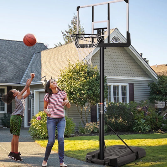 44In Portable Basketball Hoop with Height Adjustable 6 Ft to 10 Ft, Large Backboard, Base and Wheels, Basketball Goals for Teenagers Adults Indoor Outdoor Use