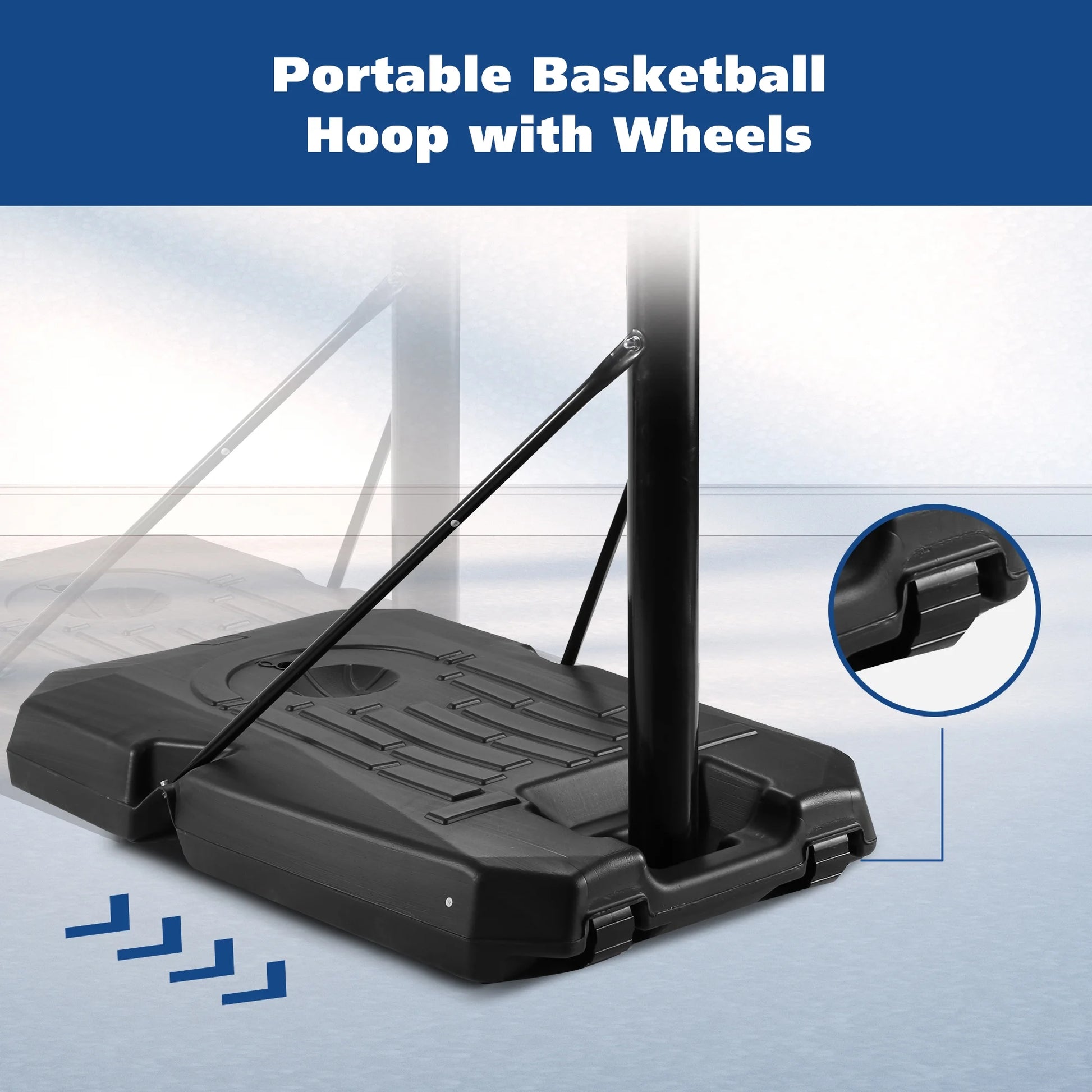 44In Portable Basketball Hoop with Height Adjustable 6 Ft to 10 Ft, Large Backboard, Base and Wheels, Basketball Goals for Teenagers Adults Indoor Outdoor Use