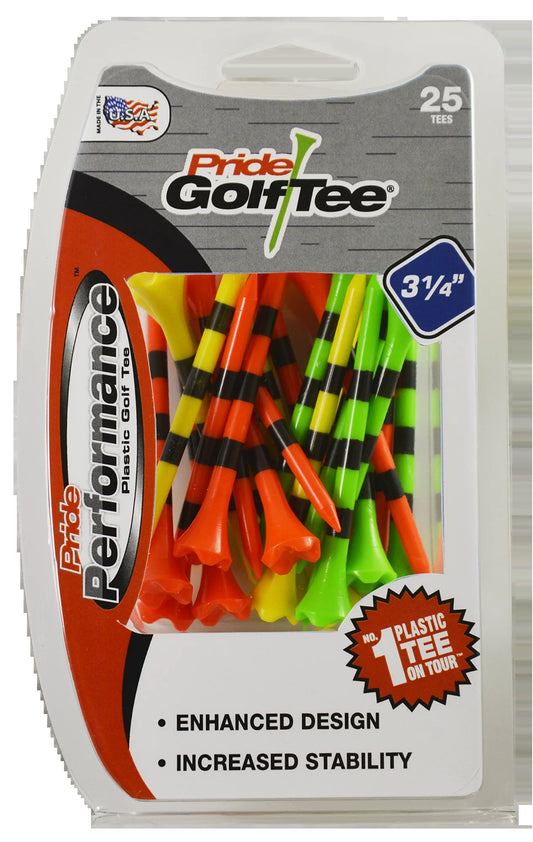 Pride Performance 3-1/4" Striped Fruit Mix Plastic Golf Tee, 25 Count