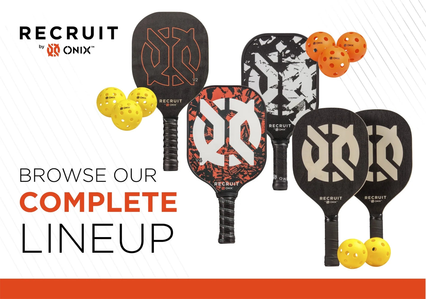 (3 Pack) Recruit by  Pickleball Polypropylene Core V4 Paddle for All Ages and Skill Levels, Orange/Black, 7.6 Oz, New