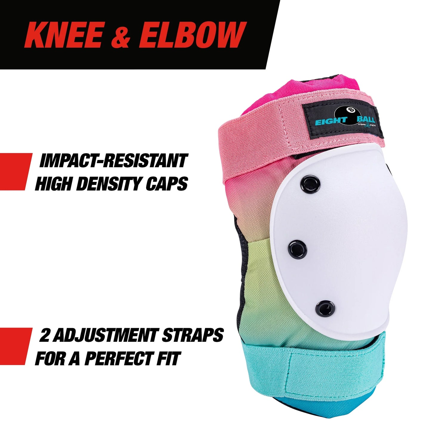 3 Pack Child Knee Pads and Elbow Pads for Bike, Skate, and Scooter, Shaved Ice