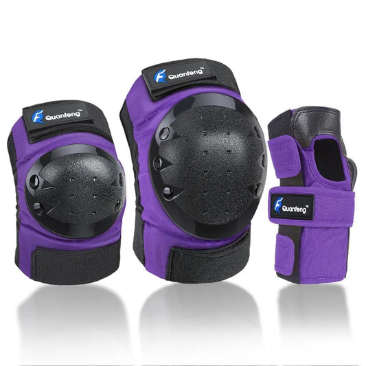 Knee Pads Elbow Pads and Wrist Guards 6 Pieces Cycling Skateboarding Protective Gear Set for Adults (Purple）
