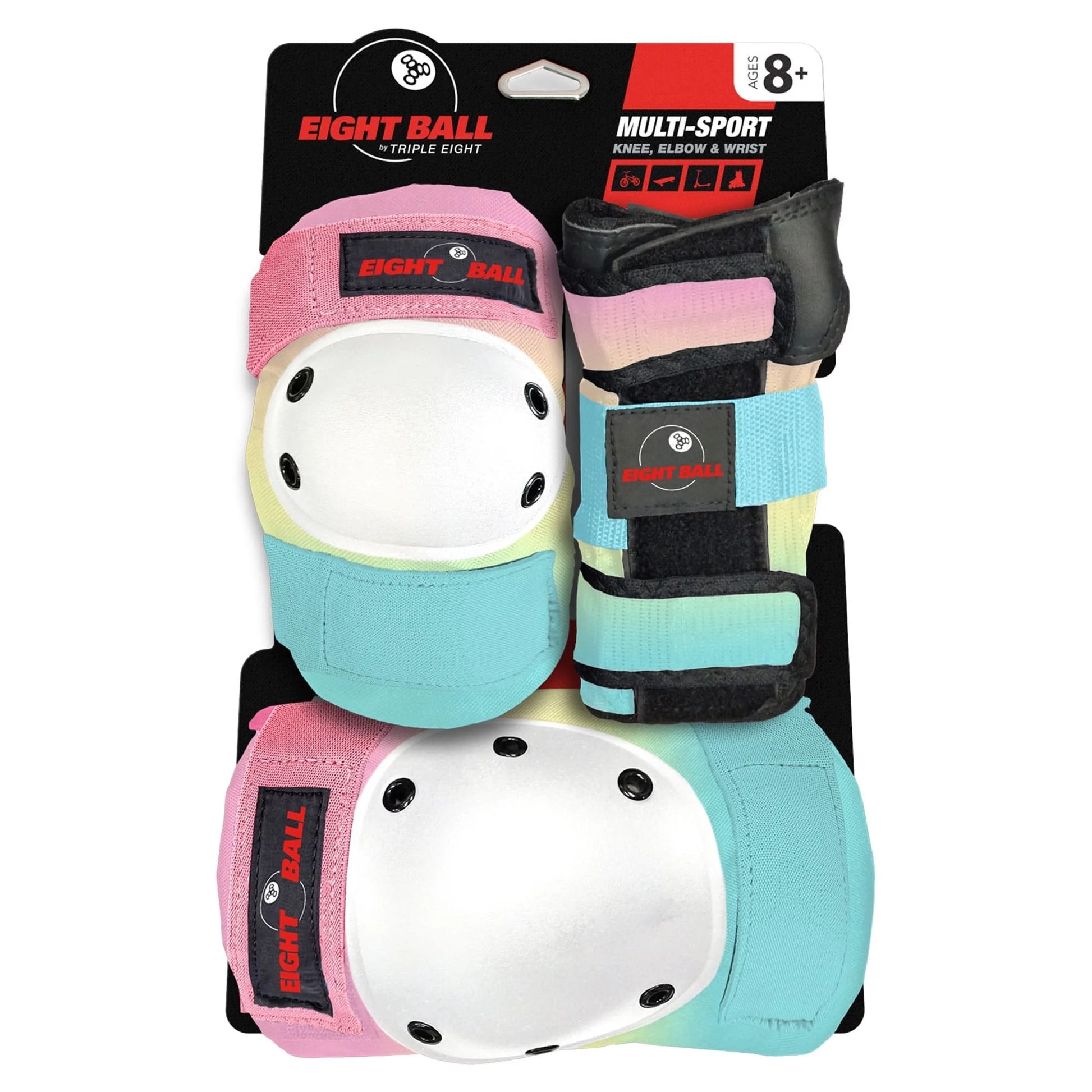 3 Pack Child Knee Pads and Elbow Pads for Bike, Skate, and Scooter, Shaved Ice