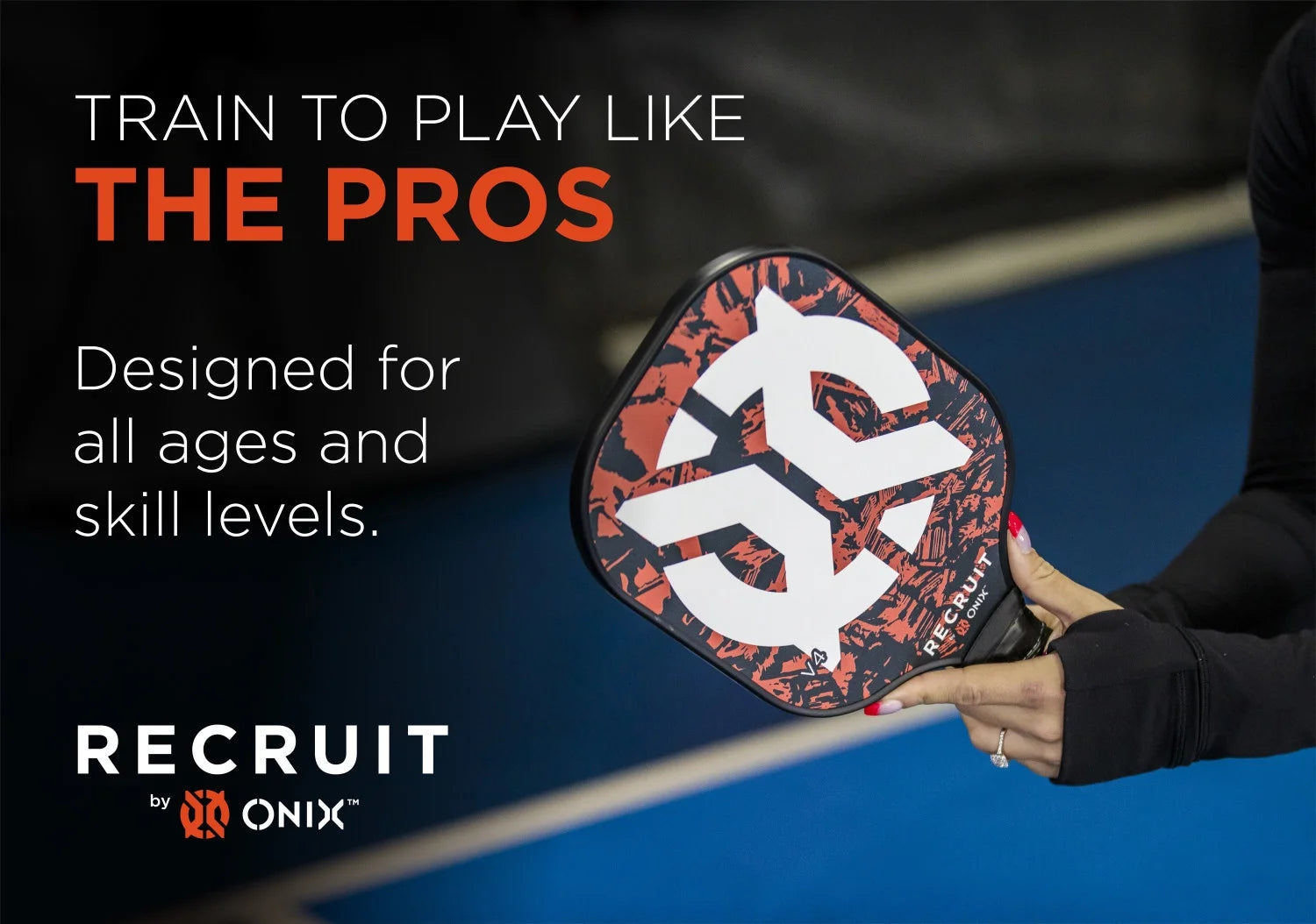 (3 Pack) Recruit by  Pickleball Polypropylene Core V4 Paddle for All Ages and Skill Levels, Orange/Black, 7.6 Oz, New