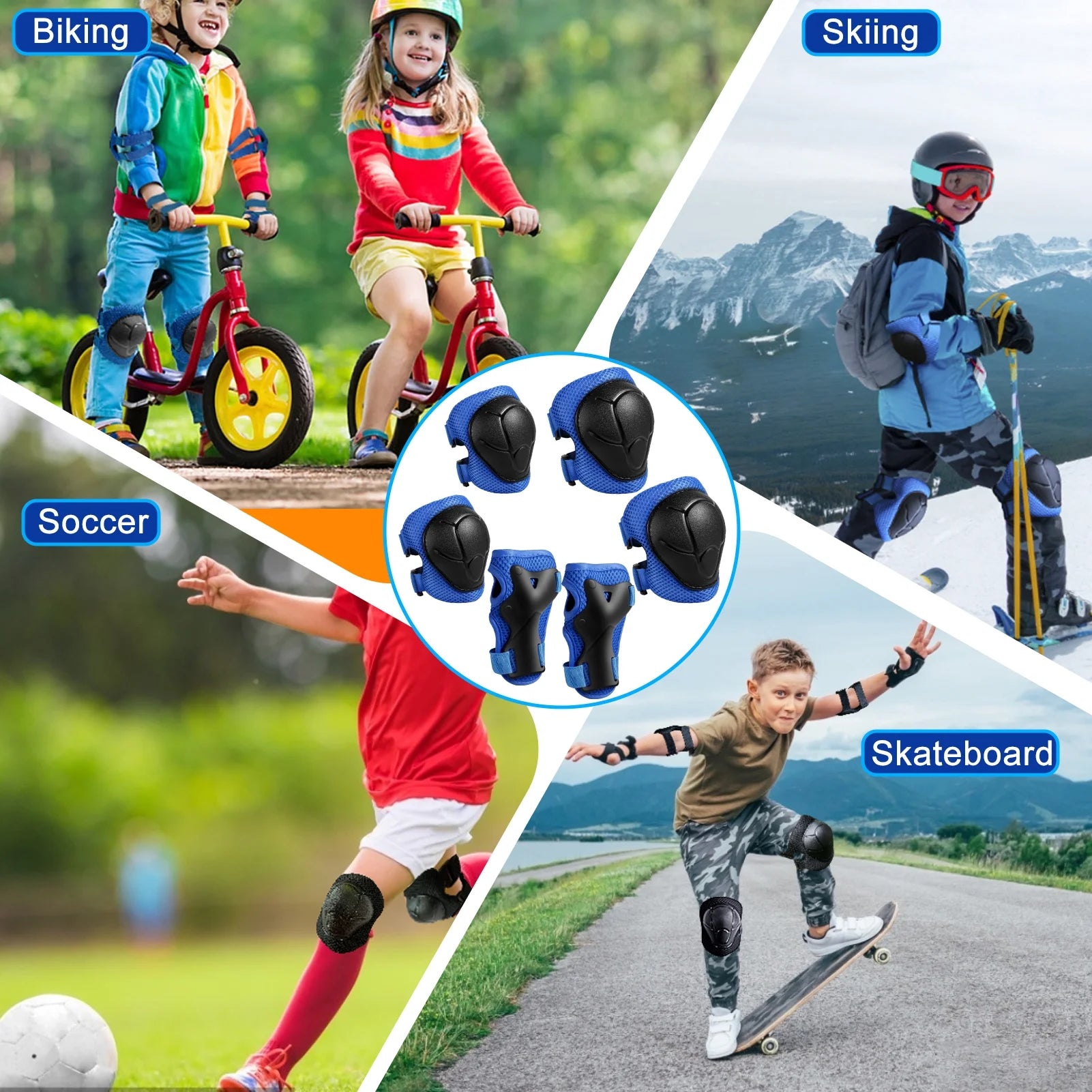 Kids Knee Pads and Elbow Pads Set, Toddler Knee Pads for Kids with Wrist Guard 3 in 1 Protective Gear Set for Youth Boys Girls Scooter, Cycling, Skateboard, Riding Sports