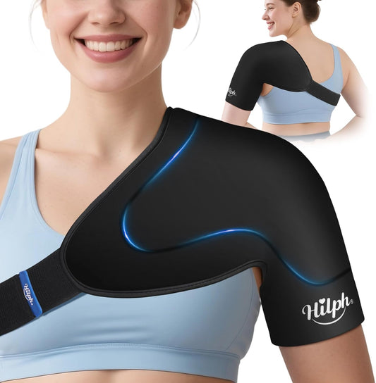 Shoulder Ice Pack Wrap for Rotator Cuff and Arm, Reusable Double-Layer Gel Cold Wrap with Compression for Targeted Area, Easy to Put on & Take Off, Flexible Fit for Men & Women, Medium