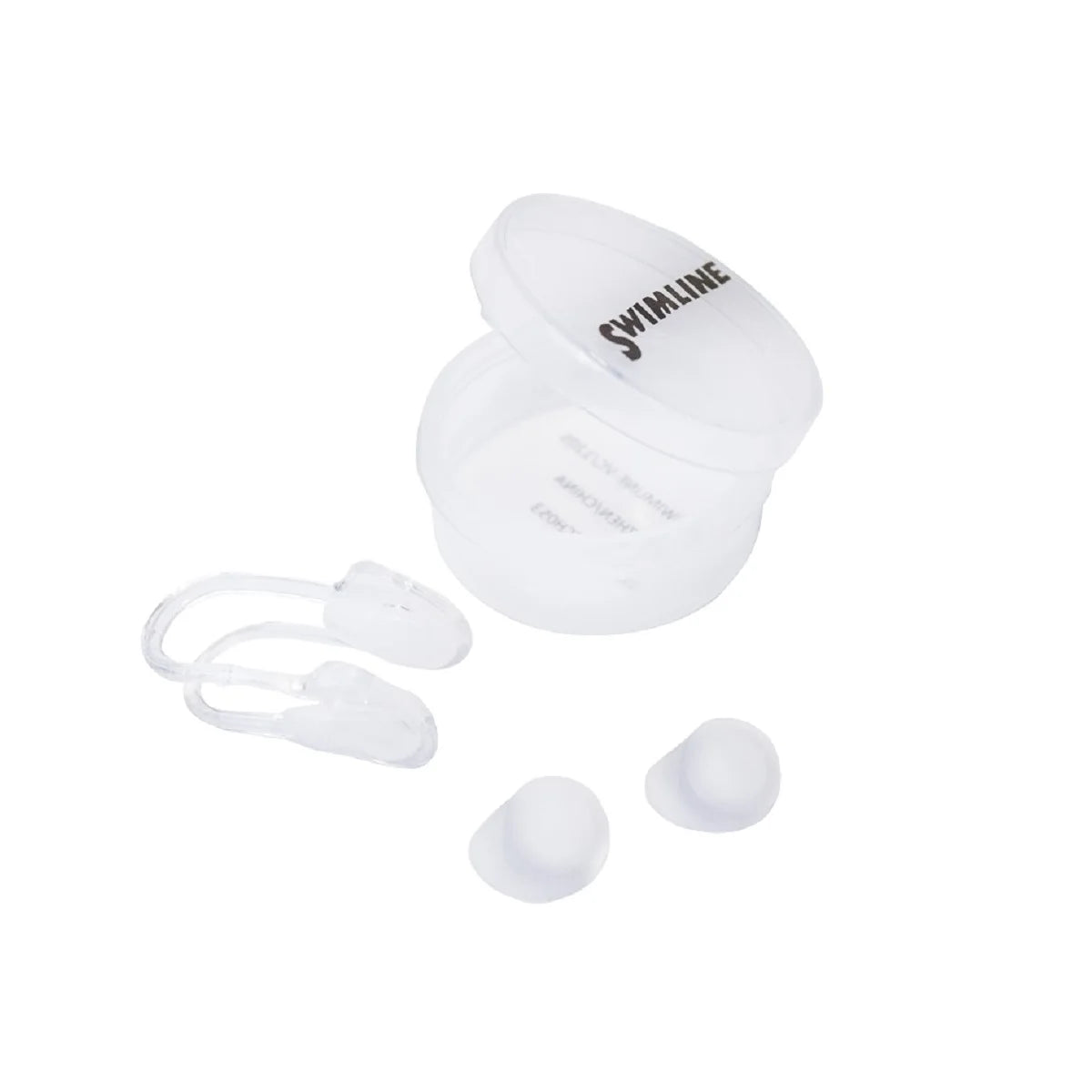 1.75" White Ear Plugs Nose Pinch and Storage Case Swimming Pool Set